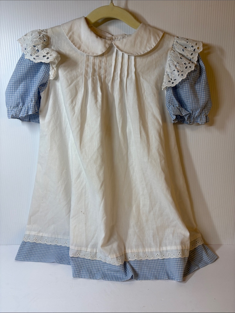 Blue & White Gingham Dress Peter Pan Collar
